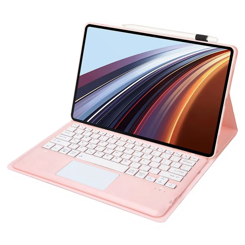 AH26-A For Honor Pad GT Pro Ultra-Thin Leather Tablet Cover + Bluetooth-compatible Keyboard with Touchpad - Pink