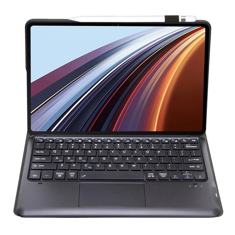 AH26-A For Honor Pad GT Pro Ultra-Thin Leather Tablet Cover + Bluetooth-compatible Keyboard with Touchpad - Black