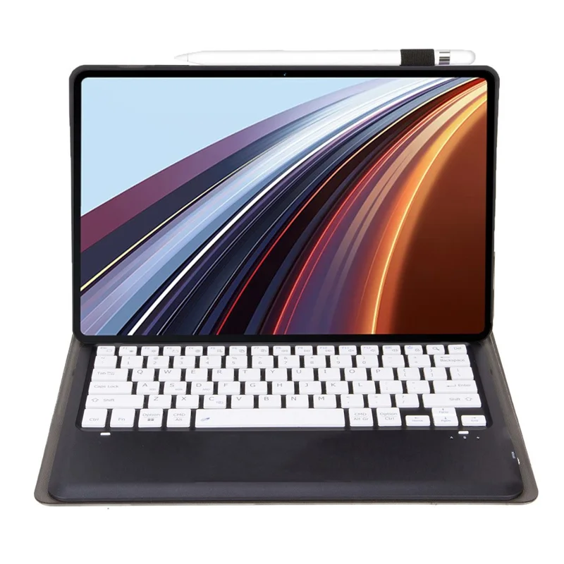 AH26 For Honor Pad GT Pro Ultra-Thin Leather Tablet Stand Cover + Bluetooth-Compatible Keyboard - Black  /  White