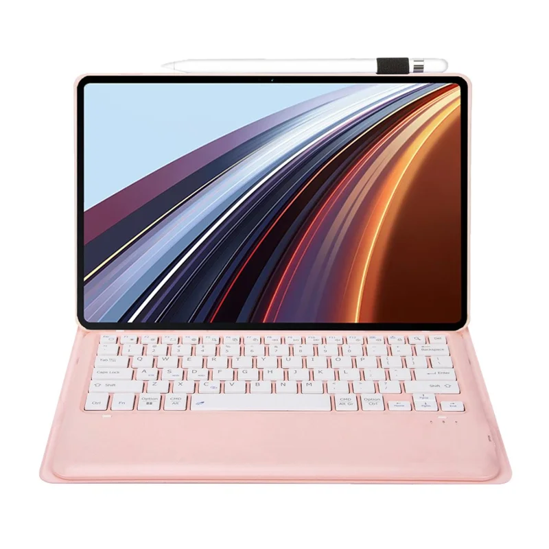 AH26 For Honor Pad GT Pro Ultra-Thin Leather Tablet Stand Cover + Bluetooth-compatible Keyboard - Pink