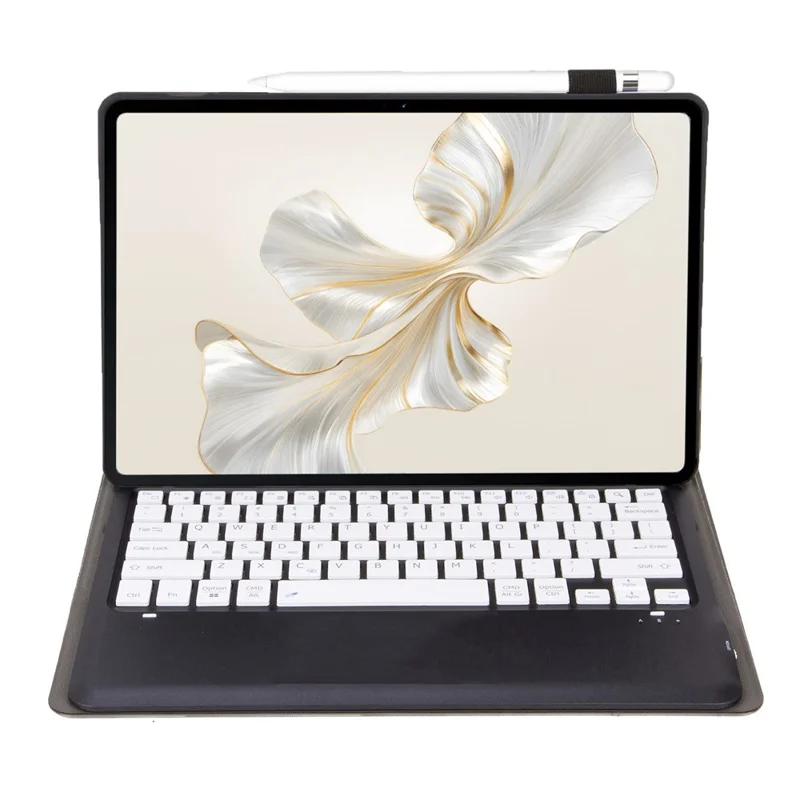 AH19 For Honor Pad 9 HEY2-W09 Ultra-Thin Leather Tablet Stand Cover + Bluetooth-Compatible Keyboard - Black  /  White