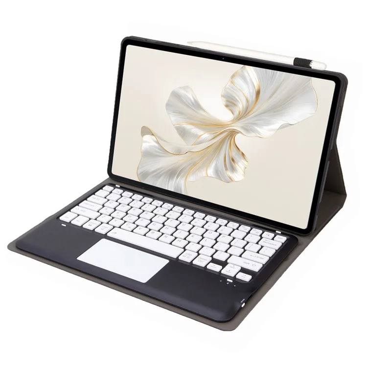 AH19-A For Honor Pad 9 HEY2-W09 Ultra-Thin Leather Tablet Cover + Bluetooth-compatible Keyboard with Touchpad - Black  /  White