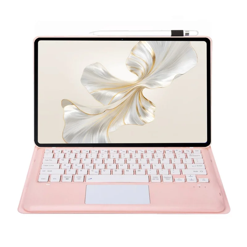 AH19-A For Honor Pad 9 HEY2-W09 Ultra-Thin Leather Tablet Cover + Bluetooth-compatible Keyboard with Touchpad - Pink