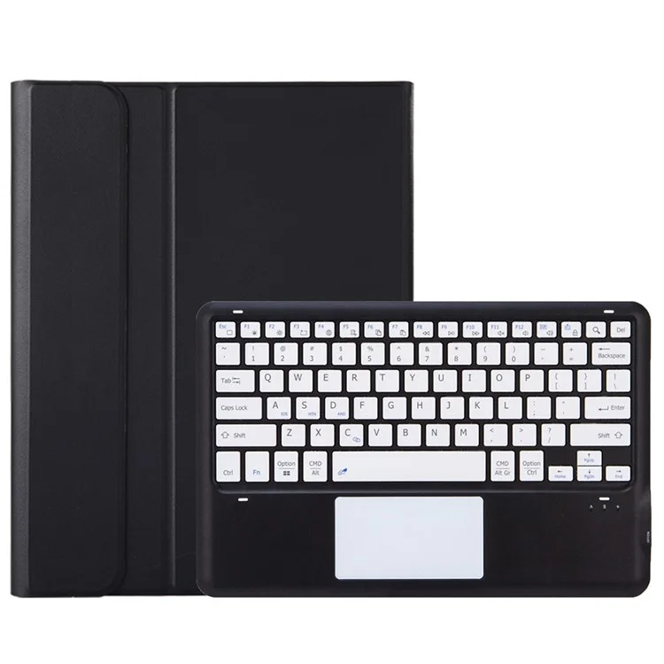 A0N4-A Para Xiaomi Pad 5 Pro 12.4 (2022) Funda de Tableta de Cuero + Teclado Bluetooth con Touchpad - Negro+Blanco