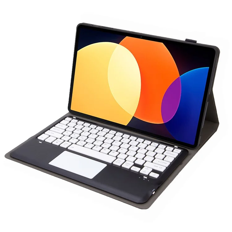 A0N4-A Para Xiaomi Pad 5 Pro 12.4 (2022) Funda de Tableta de Cuero + Teclado Bluetooth con Touchpad - Negro+Blanco