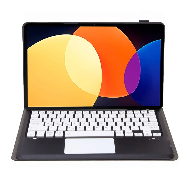 A0N4-A Para Xiaomi Pad 5 Pro 12.4 (2022) Funda de Tableta de Cuero + Teclado Bluetooth con Touchpad - Negro+Blanco