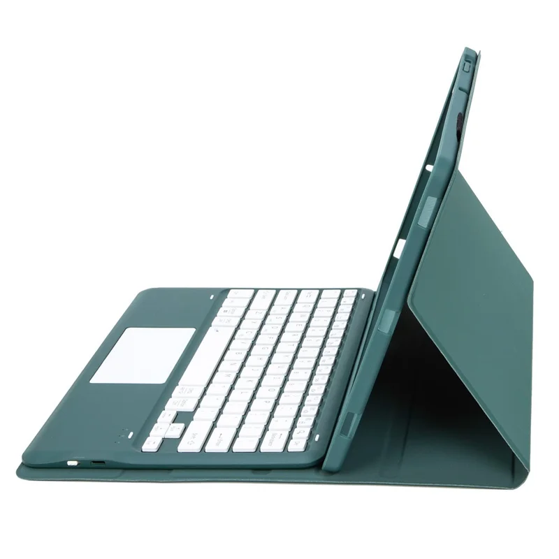 A0N4-A For Xiaomi Pad 5 Pro 12.4 (2022) Leather Tablet Cover + Touchpad Bluetooth-compatible Keyboard - Dark Green