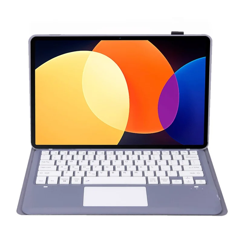 A0N4-A For Xiaomi Pad 5 Pro 12.4 (2022) Leather Tablet Cover + Touchpad Bluetooth-compatible Keyboard - Purple