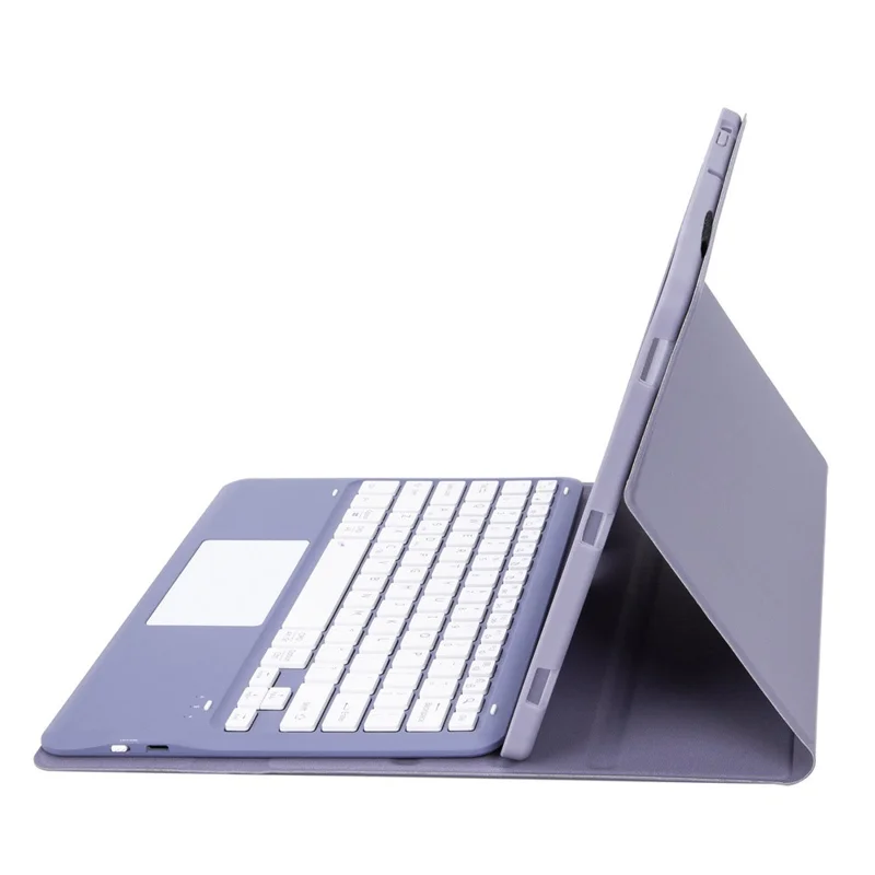 A0N4-A For Xiaomi Pad 5 Pro 12.4 (2022) Leather Tablet Cover + Touchpad Bluetooth-compatible Keyboard - Purple