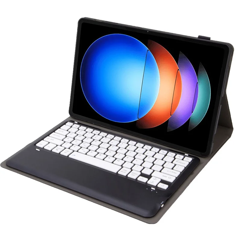 A0N10 For Xiaomi Pad 6S Pro 12.4 Leather Tablet Case with Detachable Bluetooth-compatible Keyboard - Black  /  White