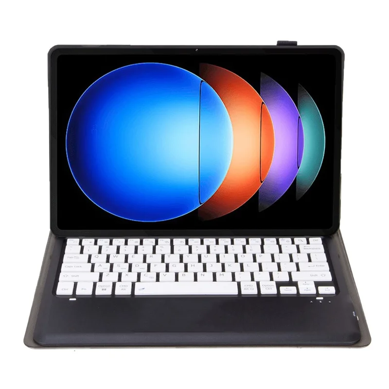 A0N10 For Xiaomi Pad 6S Pro 12.4 Leather Tablet Case with Detachable Bluetooth-compatible Keyboard - Black  /  White