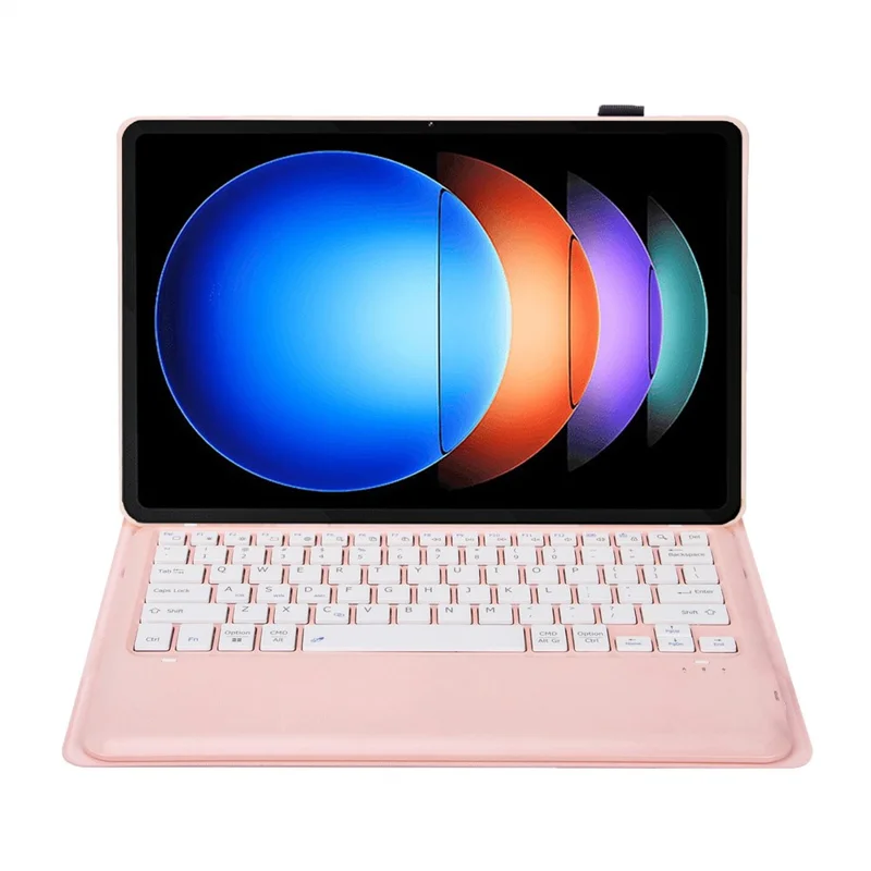 A0N10 For Xiaomi Pad 6S Pro 12.4 Leather Tablet Case with Detachable Bluetooth-compatible Keyboard - Pink