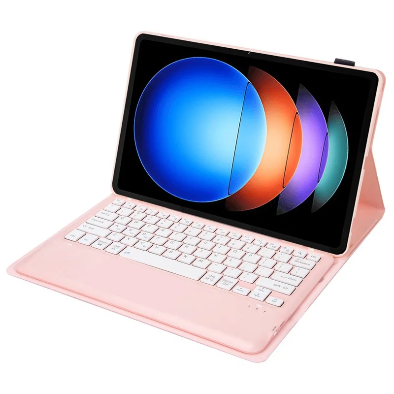 A0N10 For Xiaomi Pad 6S Pro 12.4 Leather Tablet Case with Detachable Bluetooth-compatible Keyboard - Pink