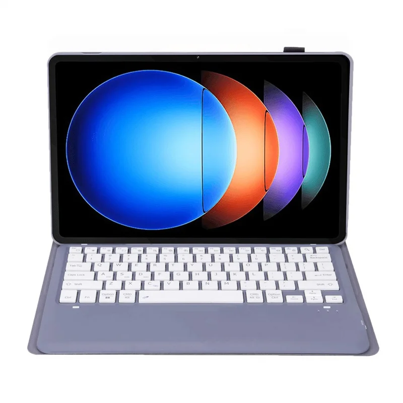 A0N10 For Xiaomi Pad 6S Pro 12.4 Leather Tablet Case with Detachable Bluetooth-compatible Keyboard - Purple