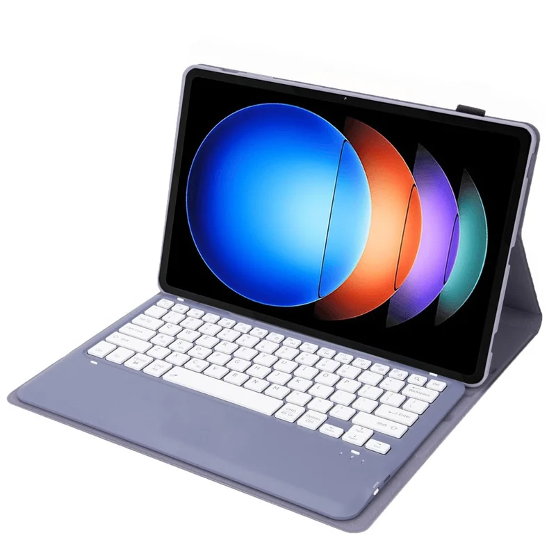 A0N10 For Xiaomi Pad 6S Pro 12.4 Leather Tablet Case with Detachable Bluetooth-compatible Keyboard - Purple