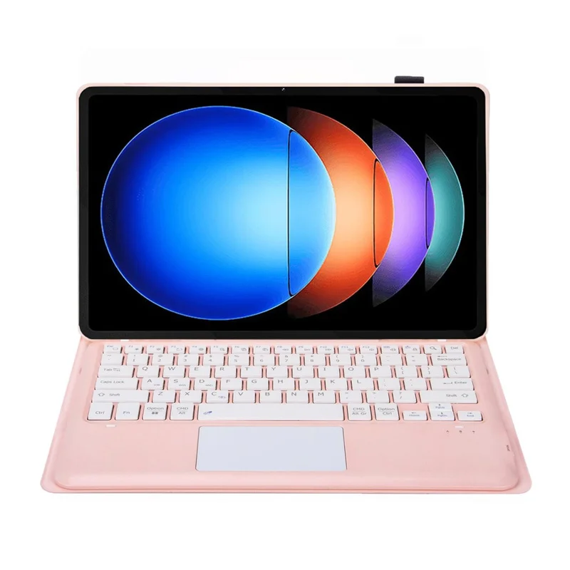 A0N10-A For Xiaomi Pad 6S Pro 12.4 Leather+TPU Tablet Case with Touchpad Bluetooth-compatible Keyboard - Pink