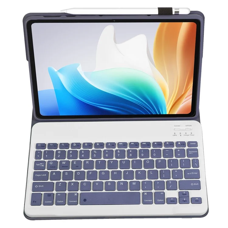 OP14 Keyboard for Oppo Pad Neo / Pad Air 2 / OnePlus Pad Go Leather Tablet Case with Bluetooth-compatible Keyboard - Purple