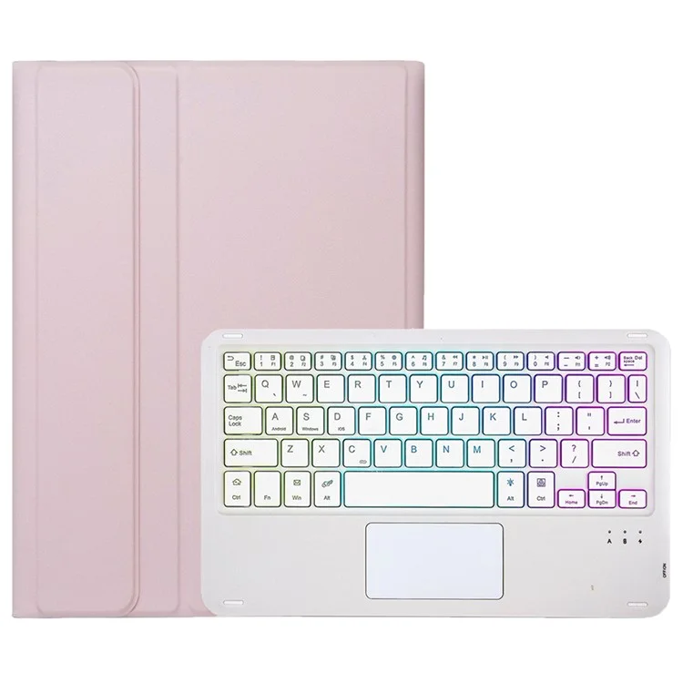 OP14-AS Backlit Touchpad Keyboard for Oppo Pad Neo / Pad Air 2 / OnePlus Pad Go Keyboard with Leather Case - Pink
