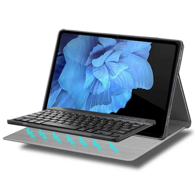 AV11 For vivo Pad Case Leather+TPU Tablet Cover with Magnetic Bluetooth-compatible Keyboard - Black
