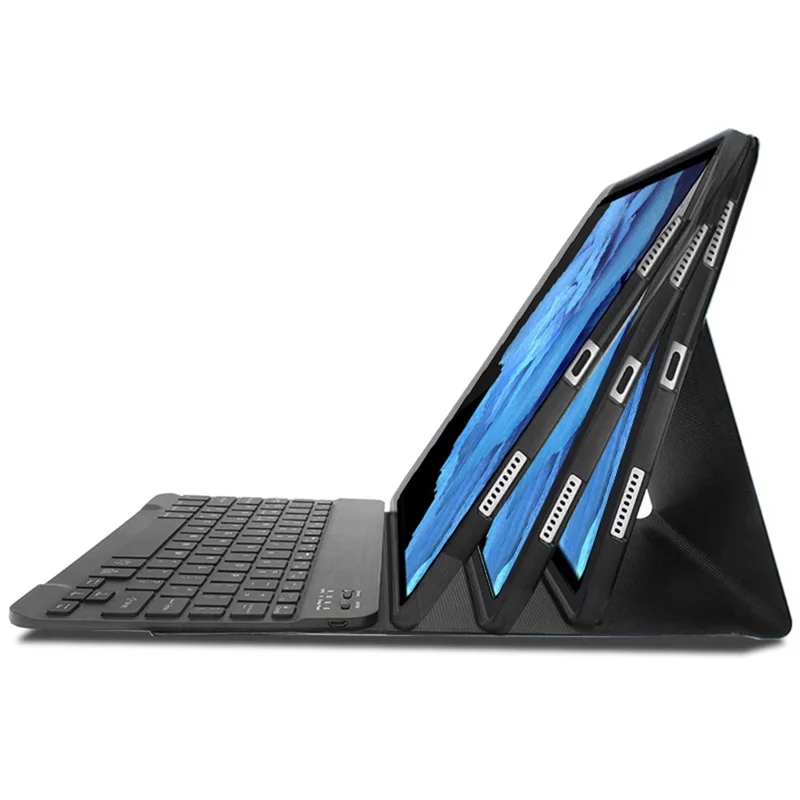 AV11 For vivo Pad Case Leather+TPU Tablet Cover with Magnetic Bluetooth-compatible Keyboard - Black