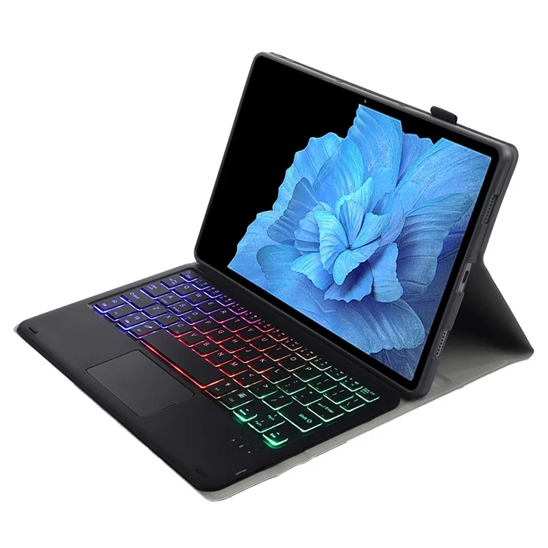 AV11-AS For vivo Pad Bluetooth-compatible Keyboard with Backlit Touchpad + Leather Tablet Case - Black
