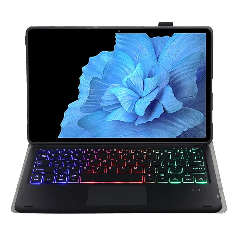 AV11-AS For vivo Pad Bluetooth-compatible Keyboard with Backlit Touchpad + Leather Tablet Case - Black