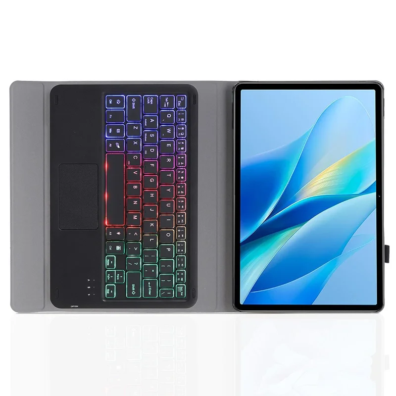 AV13-AS For vivo Pad Air / iQOO Pad Air Backlit Trackpad Bluetooth-compatible Keyboard with Leather Case - Black
