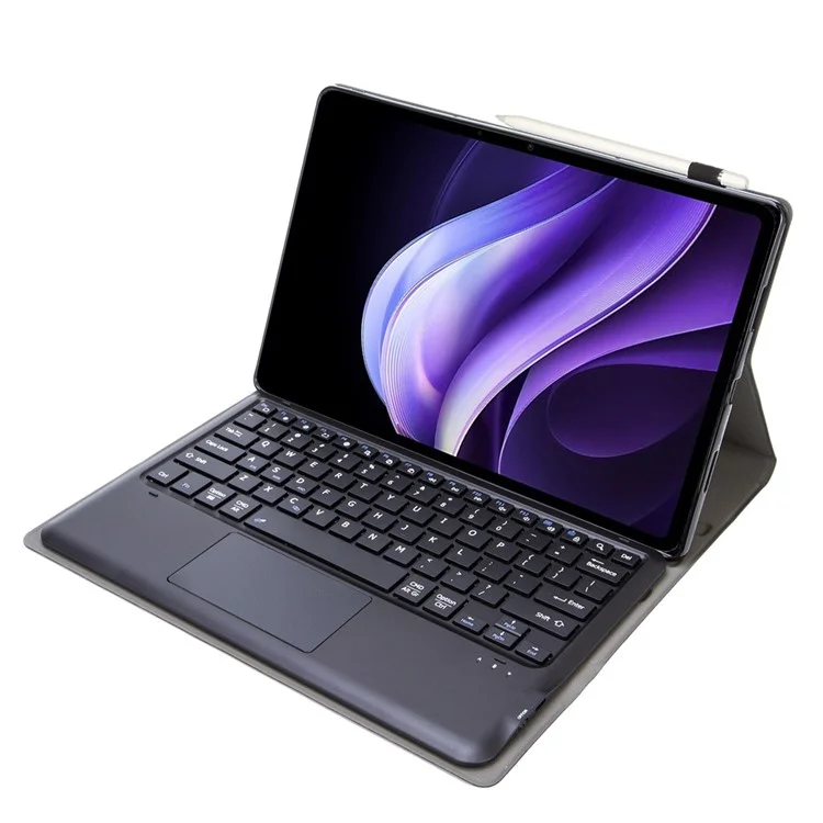 AV10-A Touchpad Keyboard for vivo Pad3 / iQOO Pad2 / iQOO Pad Leather Cover with Bluetooth-compatible Keyboard - Black