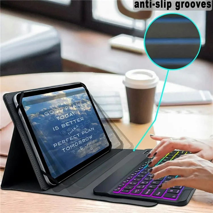 TY3316 9-11 inch Tablet Universal Backlit Bluetooth-compatible Keyboard Leather Stand Case