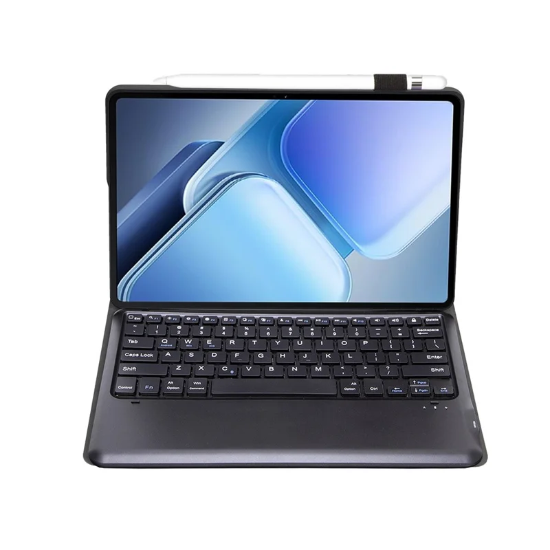 AV14 For vivo Pad3 Pro / iQOO Pad2 Pro Leather+TPU Tablet Cover with Bluetooth-compatible Keyboard - Black