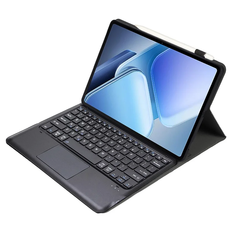 AV14-A For vivo Pad3 Pro / iQOO Pad2 Pro Leather Tablet Cover with Touchpad Bluetooth-compatible Keyboard - Black