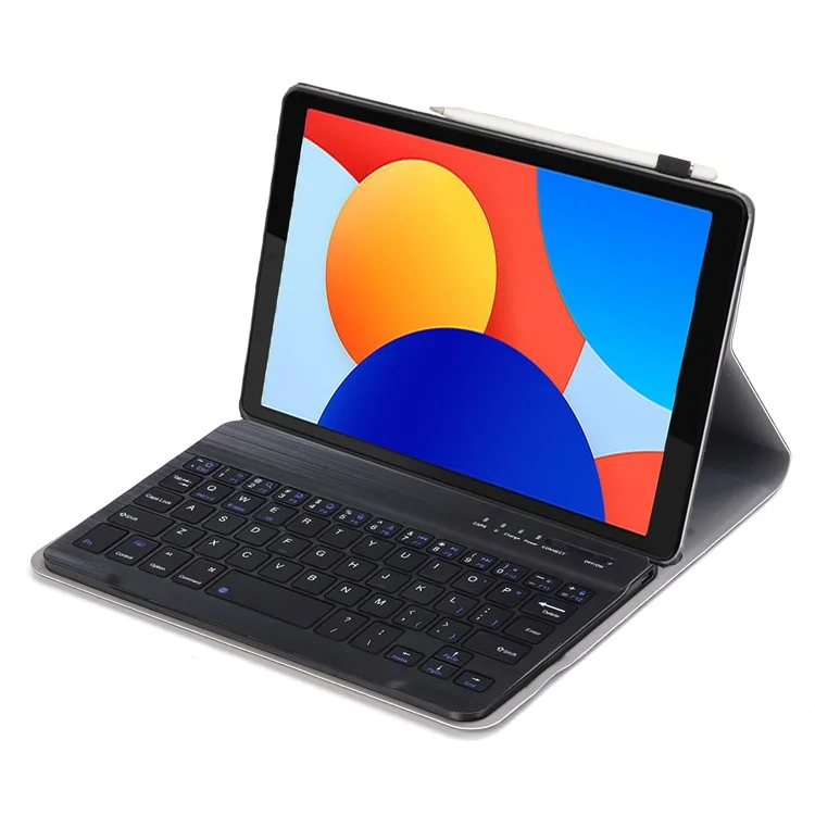 Funda para tableta Xiaomi Redmi Pad SE 4G de 8,7 pulgadas con teclado Bluetooth de piel y TPU - Negro