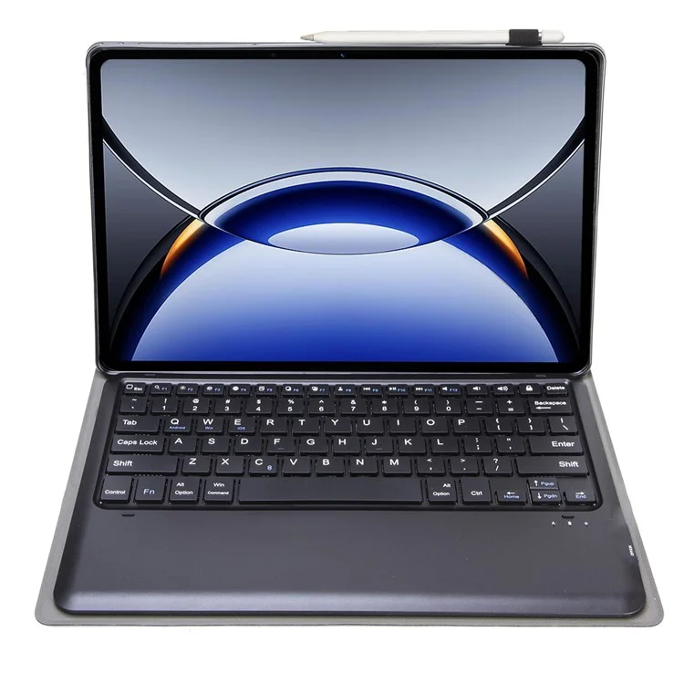 OP15 For Oppo Pad 3 Pro / Oneplus Pad Pro Leather Tablet Cover with Bluetooth-compatible Keyboard - Black