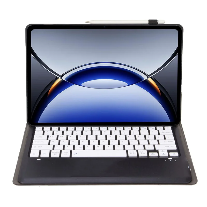 OP15 For Oppo Pad 3 Pro / OnePlus Pad Pro Leather Tablet Cover with Bluetooth-compatible Keyboard - Black+White