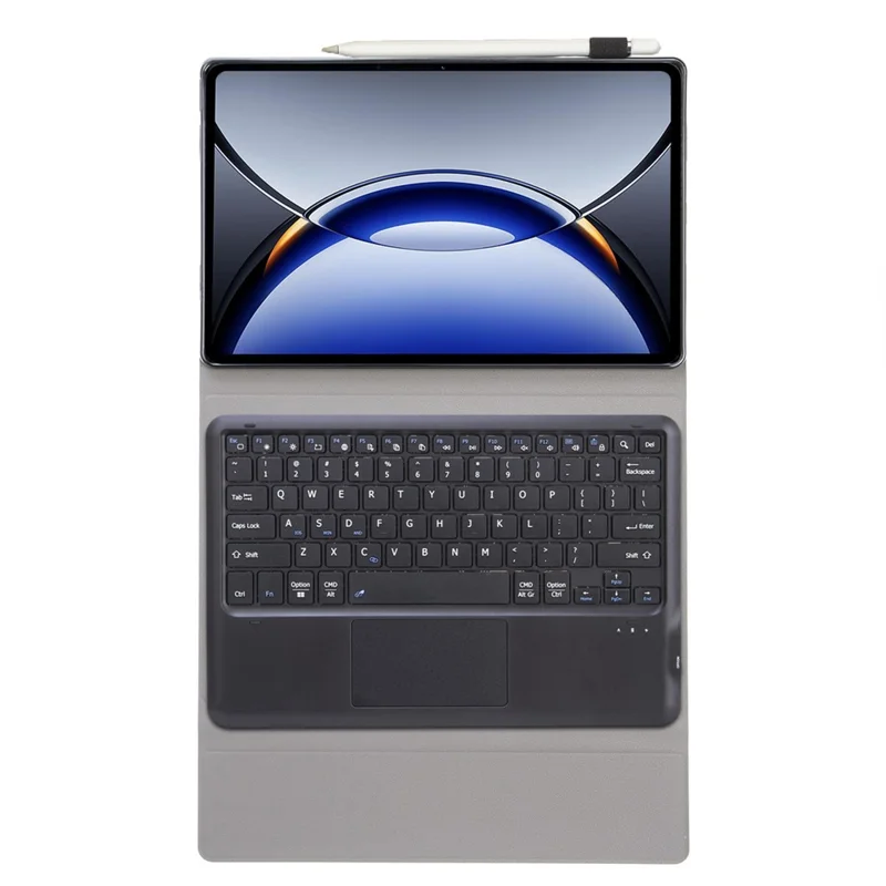 P15-A For Oppo Pad 3 Pro / Oneplus Pad Pro Leather Tablet Cover with Touchpad Bluetooth-compatible Keyboard - Black