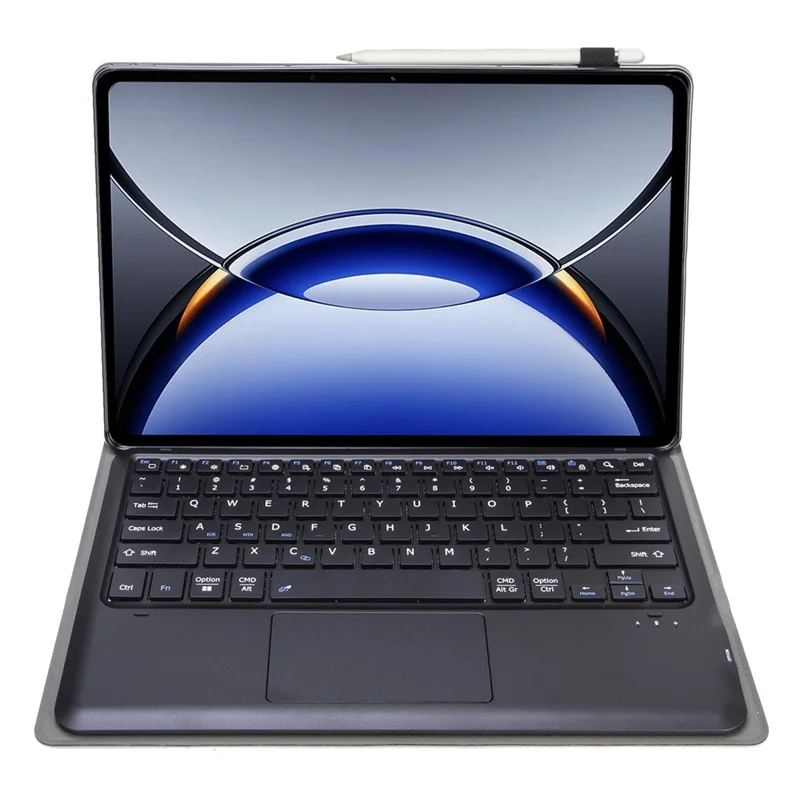 P15-A For Oppo Pad 3 Pro / Oneplus Pad Pro Leather Tablet Cover with Touchpad Bluetooth-compatible Keyboard - Black