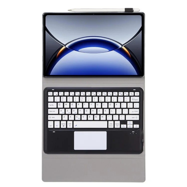 Custodia per tablet in pelle con tastiera Bluetooth con touchpad per Oppo Pad 3 Pro / OnePlus Pad Pro - Nero+Bianco