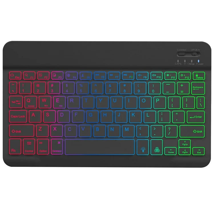 RGB-030 Tastiera wireless Bluetooth da 10 pollici con retroilluminazione colorata RGB - Nero