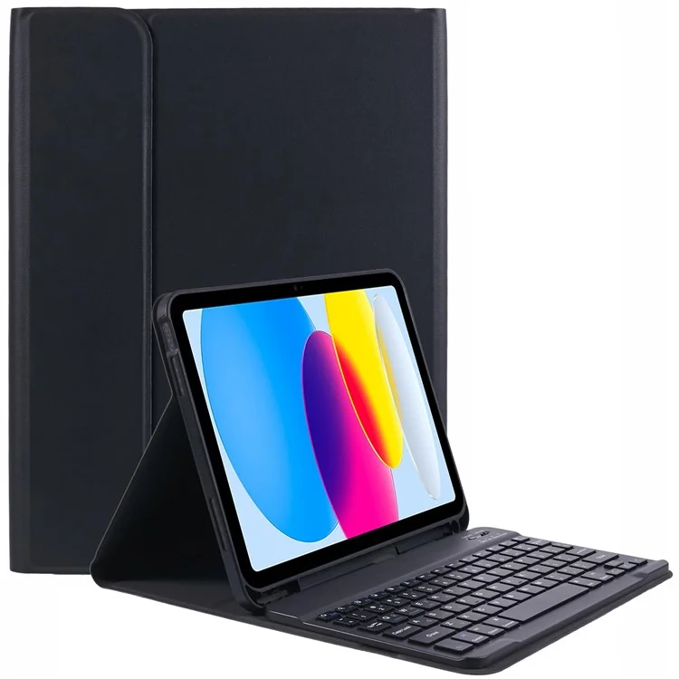 Funda de soporte para tableta de piel sintética con teclado Bluetooth para iPad 10.9 (2022), teclado en inglés y ucraniano