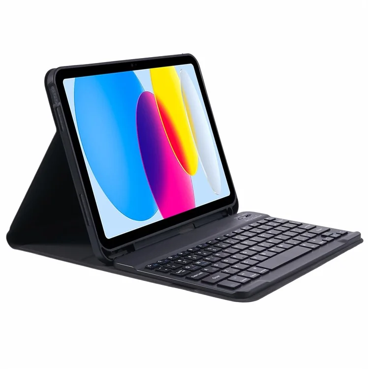 Funda de soporte para tableta de piel sintética con teclado Bluetooth para iPad 10.9 (2022), teclado en inglés y ucraniano