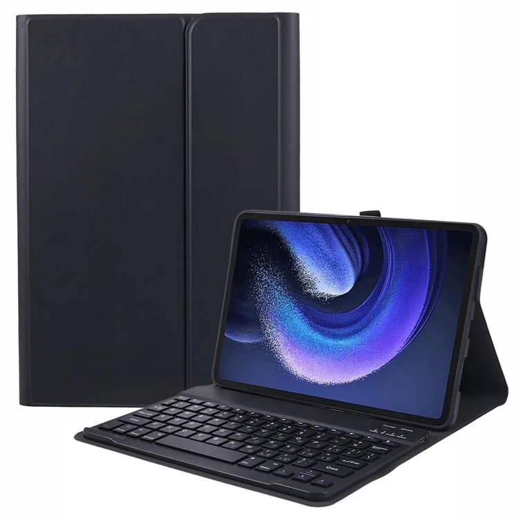Für Xiaomi Pad 6 PU-Leder-Tablet-Ständer-Hülle mit Bluetooth-Tastatur, Englisch + Ukrainisch-Tastatur