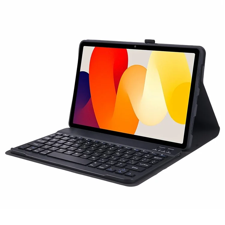 Für Xiaomi Redmi Pad SE PU-Leder-Tablet-Ständer-Hülle mit Bluetooth-Tastatur, Englisch + Ukrainisch-Tastatur