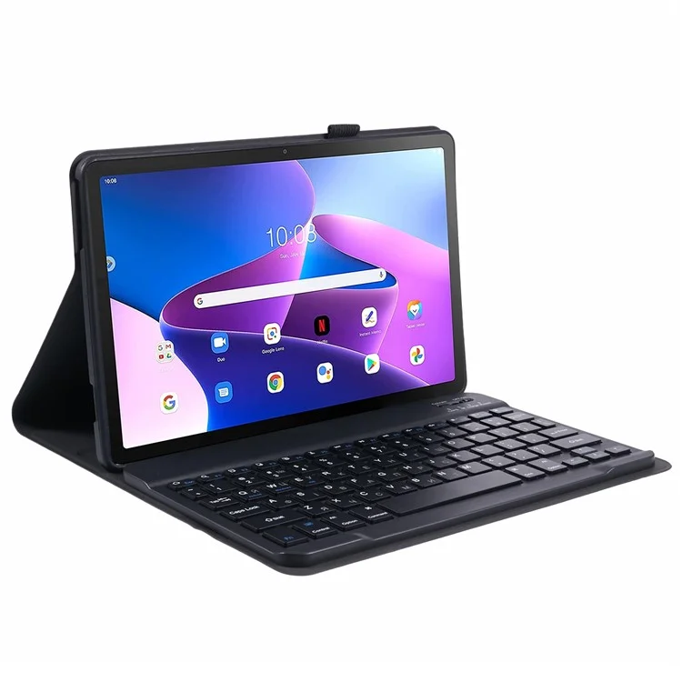 Für Lenovo Tab M10 Plus (3. Generation) TB-125 / TB-128 PU-Leder Tablet-Ständergehäuse mit Bluetooth-Tastatur, Englisch + Ukrainisch Tastatur