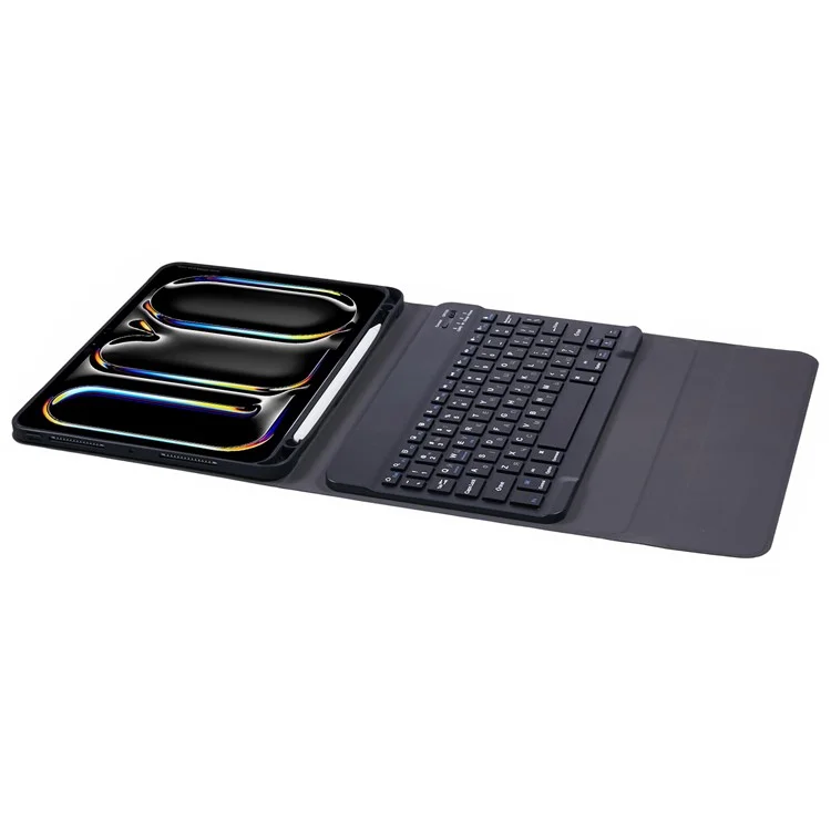 Für iPad Pro 11 (2024) PU-Leder Tablet-Ständer-Hülle mit Bluetooth-Tastatur, Englisch + Ukrainisch Tastatur