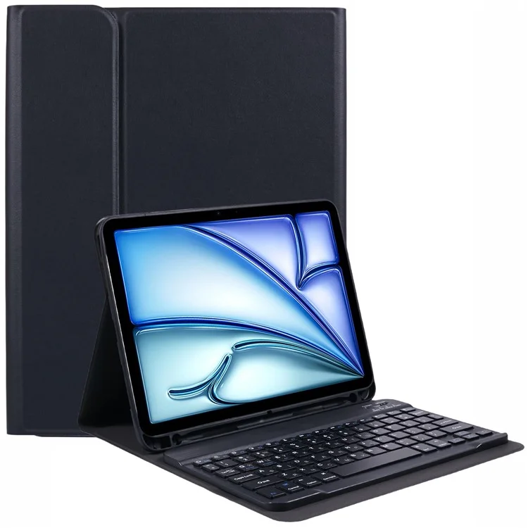 Für iPad Air 11 (2024) PU-Leder-Tablet-Standhülle mit Bluetooth-Tastatur, Englisch + Ukrainisch Tastatur