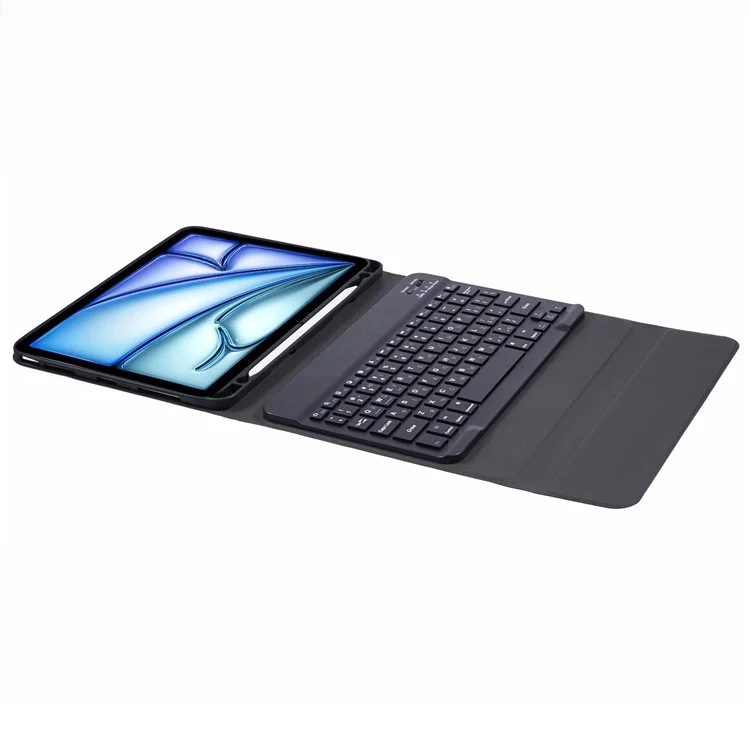 Für iPad Air 11 (2024) PU-Leder-Tablet-Standhülle mit Bluetooth-Tastatur, Englisch + Ukrainisch Tastatur