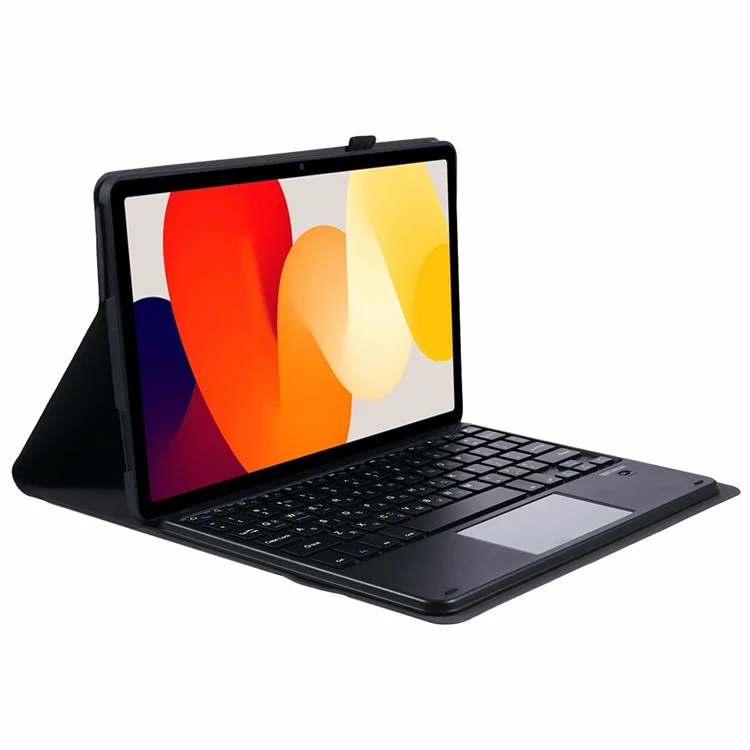 Für Xiaomi Redmi Pad SE PU-Leder-Tablet-Ständer-Hülle mit Bluetooth-Tastatur und Touchpad, Englisch + Ukrainisch-Tastatur