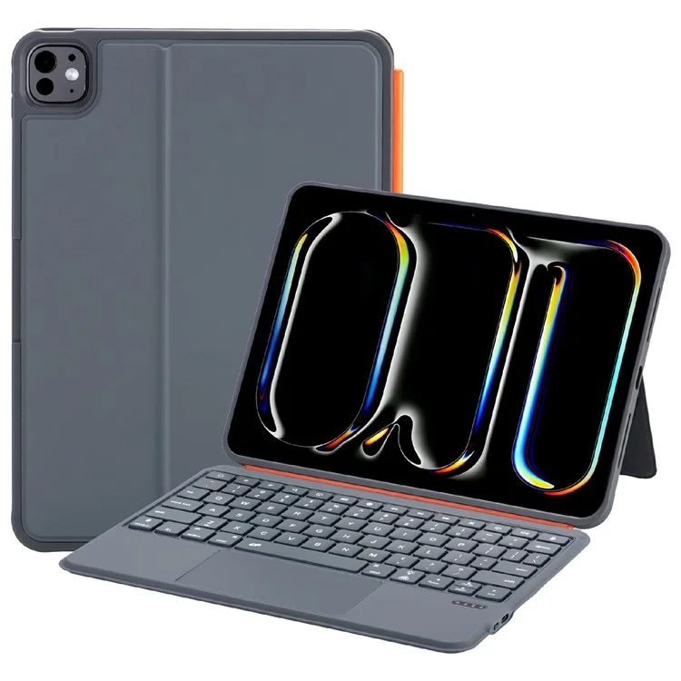 K07 For iPad Pro 11 (2024) M4 Leather Cover Magnetic Detachable Smart Touchpad Bluetooth-compatible Keyboard with Backlit