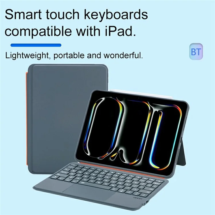 K07 For iPad Pro 11 (2024) M4 Leather Cover Magnetic Detachable Smart Touchpad Bluetooth-compatible Keyboard with Backlit