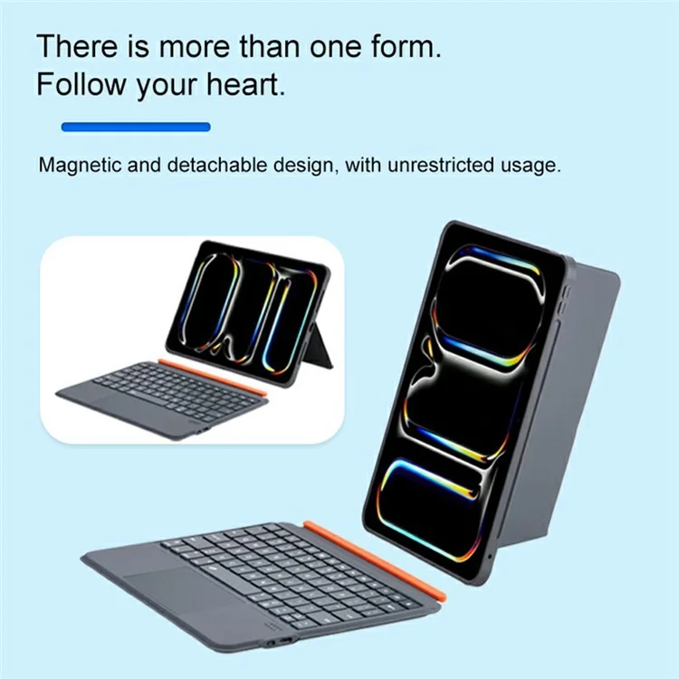 K07 For iPad Pro 11 (2024) M4 Leather Cover Magnetic Detachable Smart Touchpad Bluetooth-compatible Keyboard with Backlit